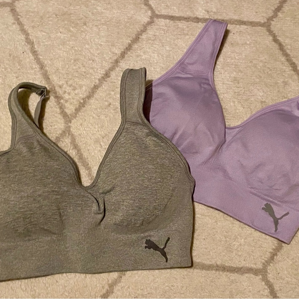 2 Puma Padded Sports Bras Gray and Purple Size S